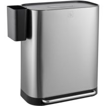MLT2X30 Mülleimer Treteimer 60l 2 Fächer mit Deckel Silber - Svita