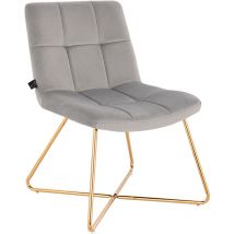 Svita - lynn Fauteuil lounge Fauteuil cocktail Fauteuil club Fauteuil rembourré sans accoudoirs Pieds dorés Garniture velours gris