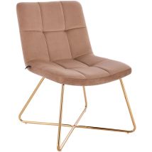 Svita - lynn Fauteuil lounge Fauteuil cocktail Fauteuil club Fauteuil rembourré sans accoudoirs Pieds dorés Garniture velours taupe