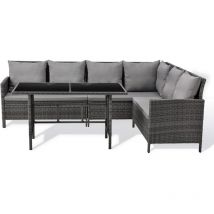 Svita - madison Rattan-Lounge Ecksofa Rattan-Lounge Gartenmöbel-Set Garnitur Grau