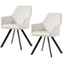 Svita - mason Lot de 2 chaises de salle à manger avec accoudoirs Chaise rembourrée Chaise de cuisine Chaise de salon Pieds en métal beige