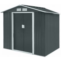 S100 Metall Gerätehaus mit Bodenrahmen 213 × 117 × 185 cm (BxTxH) 3,6m³ Satteldach Grau - Hattoro