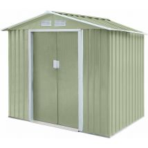 Hattoro - S100 Metall Gerätehaus mit Bodenrahmen 213 × 117 × 185 cm (BxTxH) 3,6m³ Satteldach Grün