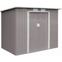Hattoro - P100 Metall Gerätehaus mit Bodenrahmen 203 × 117 × 173 cm (BxTxH) 3,6 m³ Pultdach Hellgrau