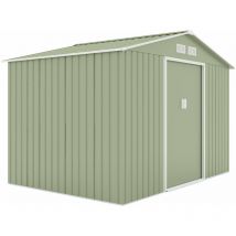 S200 Metall Gerätehaus mit Bodenrahmen Gartenschuppen 7,3m³ Satteldach Grün - Hattoro