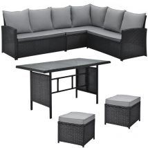 Monroe Ensemble de salon de jardin en polyrattan Lounge-Meubles de jardin noir - Svita
