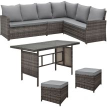 Monroe Ensemble de salon de jardin en polyrattan Meubles de jardin en polyrattan Lounge Groupe de jardin brun - Svita