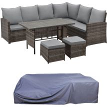 Monroe Set Poly Rotin Salon de jardin Rotin Set Housse de protection Marron - Svita