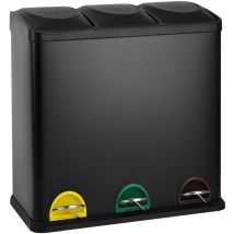 SVITA TC3x20 Mülleimer Schwarz 60L 3x20 Liter Treteimer Mülltrennung Abfalleimer
