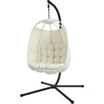Nelly Hängesessel mit Gestell klappbar Hängestuhl Hängesitz Hängekorb Beige - Svita