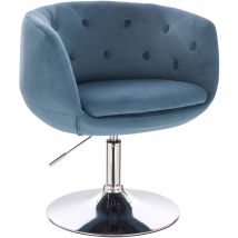 Svita - Panama Retro Loungestuhl Cocktailsessel Blau Petrol Samt-Optik Tellerfuß