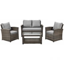 Roma Ensemble en poly rotin Salon Table Garniture Meuble de jardin marron - Svita
