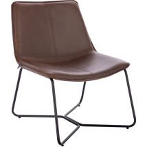 Svita - ron Fauteuil lounge Fauteuil club sans accoudoirs Structure métallique aspect cuir Marron