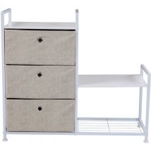 Svita - runa 3-Schubladen-Regal Universales Regalsystem Metall Vliesstoffschubladen Weiß/Beige
