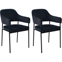 Scarlett Lot de 2 chaises de salle à manger Chaise avec accoudoirs Chaise rembourrée velours noir - Svita