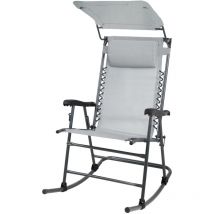 Schaukelstuhl faltbar Outdoor mit Sonnenschutz Kopfstütze Armlehne Hellgrau - Svita