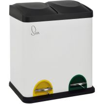 TC2X15 Poubelle 30L 2x15 à pédale Corbeille à papier Tri sélectif Acier Blanc - Svita