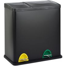 TC2Combo35 Poubelle 35 litres 12+23l Poubelle à pédale système de tri cuisine noir - Svita
