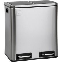 TM2X15 Poubelle Corbeille à papier 30L en inox Poubelle de tri Argentée - Svita