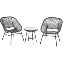 Tulum Meubles de balcon 3 pièces. Salon de jardin, chaises de balcon et table noir - Svita