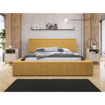 Swan - lit coffre - 140x200 cm - sommier inclus - en velours côtelé grosses côtes - jaune