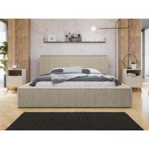 Swan - lit coffre - 160x200 cm - sommier inclus - en velours côtelé grosses côtes - taupe