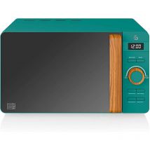 Swan - SM22036GRENEU Nordic Microondas Digital, 20L, 6 Niveles, Temporizador, Tirador Efecto Madera, Diseño 800W Verde
