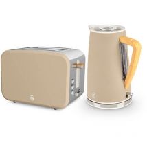 Swan Nordic Oatmeal 1.7 Litre Cordless Kettle & 2 Slice Toaster Set