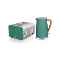 Swan - Nordic Pine Green 1.7 Litre Cordless Kettle and 4 Slice Toaster