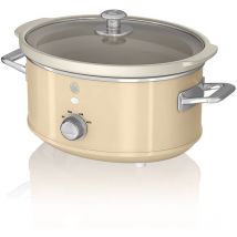 SF17021CNEU Retro Mijoteuse 3,5L Poêle Amovible en Céramique Antiadhésive, Vintage 200W Crème - Swan