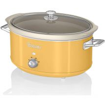 SF17031YELNEU Retro Mijoteuse 6,5L Poêle Amovible en Céramique Antiadhésive, Vintage 320W Jaune - Swan