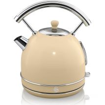 SK14630CN Retro Bouilloire, 1,8 l, Acier Inoxydable sans bpa, Résistance Cachée, sans Fil 3000W Crème - Swan