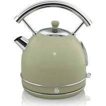 Swan - SK14630GN Retro Bouilloire, 1,8 l, Acier Inoxydable sans bpa, Résistance Cachée, sans Fil 3000W Vert