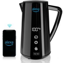 Swan - SK14650BLKNEU Alexa Bouilloire Électrique Intelligente wifi 1,5L, Sans Fil, Écran Tactile led 1800W Noir