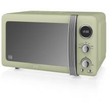 SM22030GN Retro Micro-ondes Numérique 20L, 5 Niveaux Puissance, Décongélation, Minuterie 800W Vert - Swan