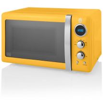 SM22030YELN Retro Micro-ondes Numérique 20L, 5 Niveaux Puissance, Décongélation, Minuterie 800W Jaune - Swan