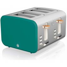 Swan - ST14620GRENEU Grille-pain à Fente Large 4 tranches Design Moderne Nordic 1500W Vert