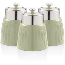 SWKA1024GN Retro Set 3 Boîtes de Rangement Cuisine 1,2L Hermétiques pour Pâtes Riz, Vintage Vert - Swan