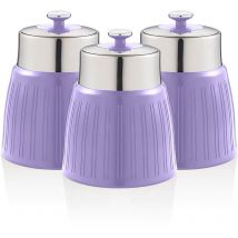 SWKA1024PURN Retro Set 3 Boîtes de Rangement Cuisine 1,2L Hermétiques pour Pâtes Riz, Vintage Violet - Swan