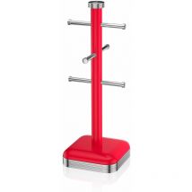 SWKA1030RN Retro Porte-Tasses 6 Tasses, Cuisine Organiseur, Stable, Acier Laqué, Vintage Rouge - Swan