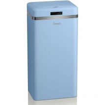SWKA4500BLNEU Retro Poubelle à Ouverture Automatique avec Capteur, Métal, 45 Litres, Vintage Bleu - Swan