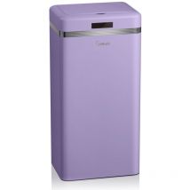 SWKA4500PURNEU Retro Poubelle à Ouverture Automatique avec Capteur, Métal, 45 Litres, Vintage Violet - Swan