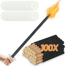 Swanew - 100x Fackeln,Wachsfackeln inkl. Handschutz, mit Extra Langem Griff, für Nachtwanderung und Veranstaltungen in Garten oder zu Ostern/Silvester