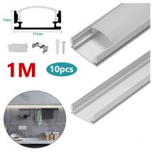 10x 1m led profilé aluminium bande d'angle bande bandes blanches rail aluminium,Forme-U - Swanew
