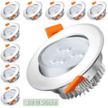 Swanew - 10X 3W led Strahler Spot Einbaustrahler Deckenstrahler Deckenspot 230V 245lm Kaltweiß Einbauspot Einbauleuchte Deckeneinbauleuchte