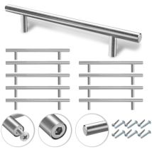 Swanew - 10x Stangengriff Bad Küchengriff Möbelgriff Echt Edelstahl Schrank Relinggriff Griff 156x96x12MM