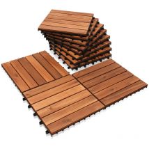 SWANEW Holzfliesen Terrassenfliese Akazie 7m² 30x30cm Bodenbelag Balkonfliesen Drainage Garten Klickfliese Terrassenfliesen