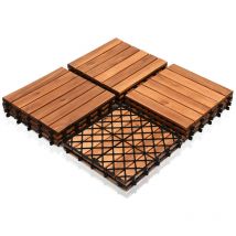 Holzfliesen Terrassenfliese Akazie 6m² 30x30cm Bodenbelag Balkonfliesen Drainage Garten Klickfliese Terrassenfliesen - Swanew