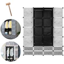 Armoire étagère sans boulon étagère de salle de bain armoire avec maillet bricolage étagère empilable 16 grilles noir - Swanew