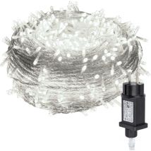 10M 100 led Guirlande lumineuse de Noël IP44 8 modes décoration de fête Extérieur Intérieur Jardin pour Noël anniversaire mariage salon blanc Froid